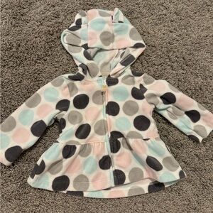 Carters Polka Dot soft jacket with hood 6 month old